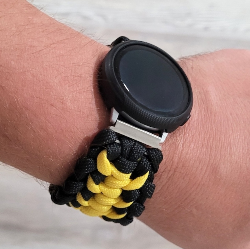 Black and Yellow Paracord 20mm Watch Band / Strap